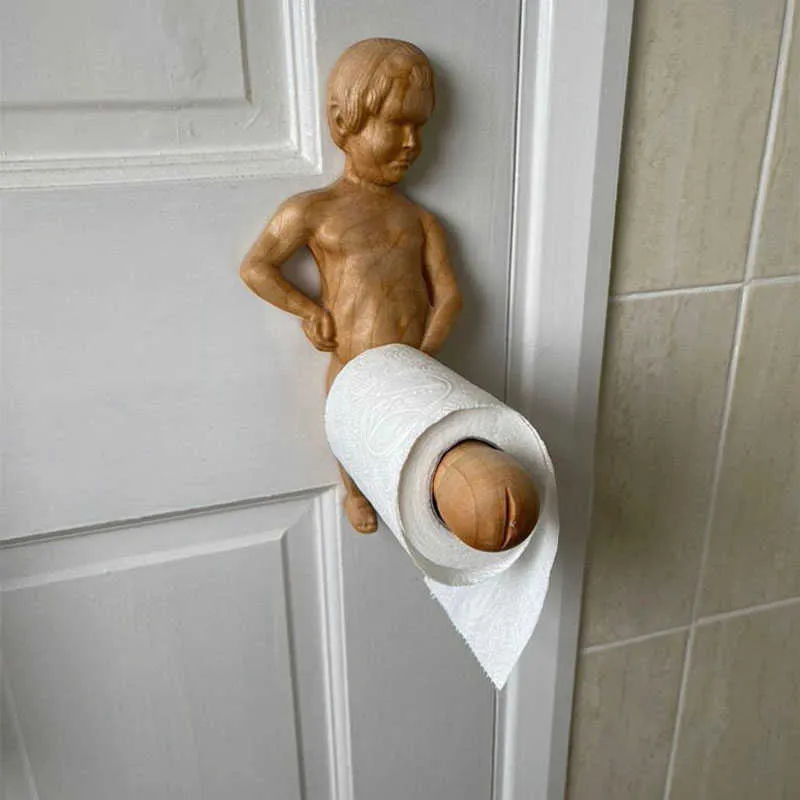 Creative Wooden Male Genital Figure Sculpture Towel Holder TingKe Toilet Paper Art Home Toilet Decoration And Funny Toyet Ornament J230216 From Us oregon 22.4 DHgate.Com