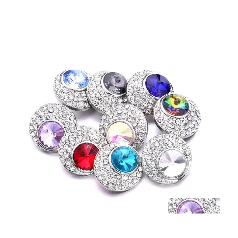 Takılar Toptan Snap Duthing Takı Bulguları Kristal Boncuklar Rhinestone 18mm Metal Snaps Düğmeleri DIY Bilezik Mücevherat Damla Teslimat DHFCD