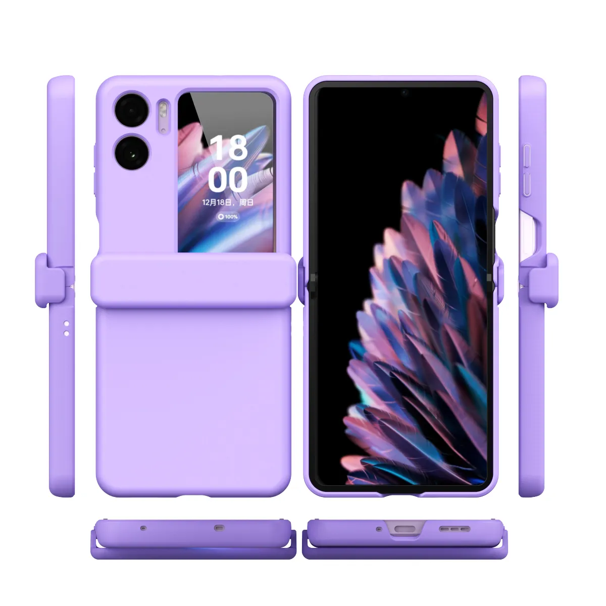 Матовые жесткие чехлы для Oppo Найти N2 Flip Case Armor Кольцо, складывающее резиновое защитное пленку