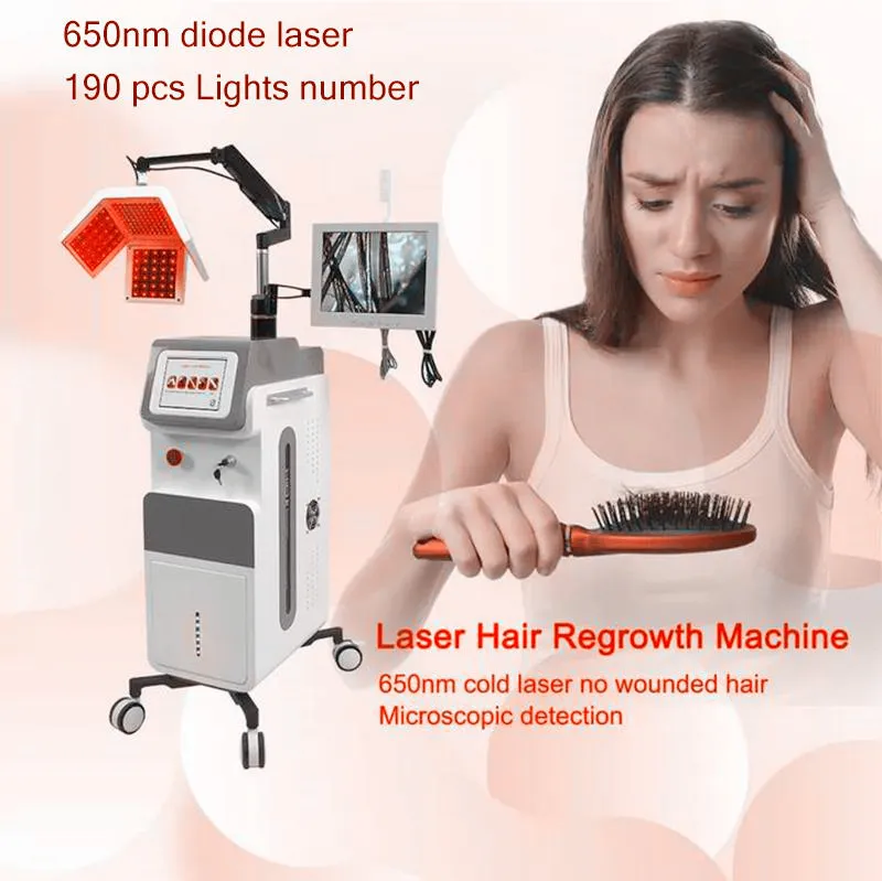 5 en 1 nouvelle machine laser de croissance de cheveux de laser de diode de repousse de cheveux 650nm équipement d'analyse de salon de cheveux de laser de bas niveau pour le traitement de perte de cheveux