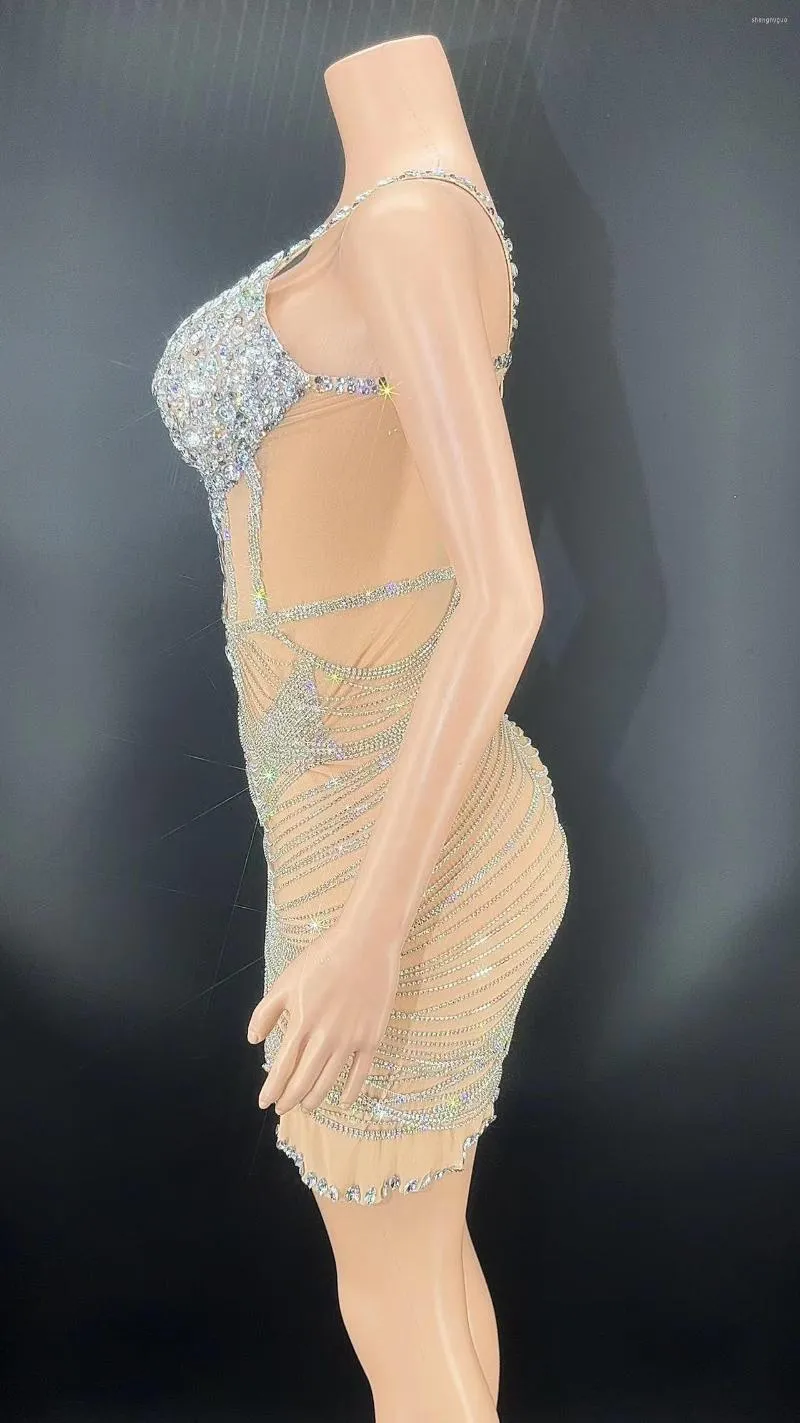 Silver Rhinestone Mini Dress Outfit - Mesh, Crystals & Fringes! Sexy  Birthday Costume, Performance Ready! Shop Now! from Dhgate Skirts - price  150.52