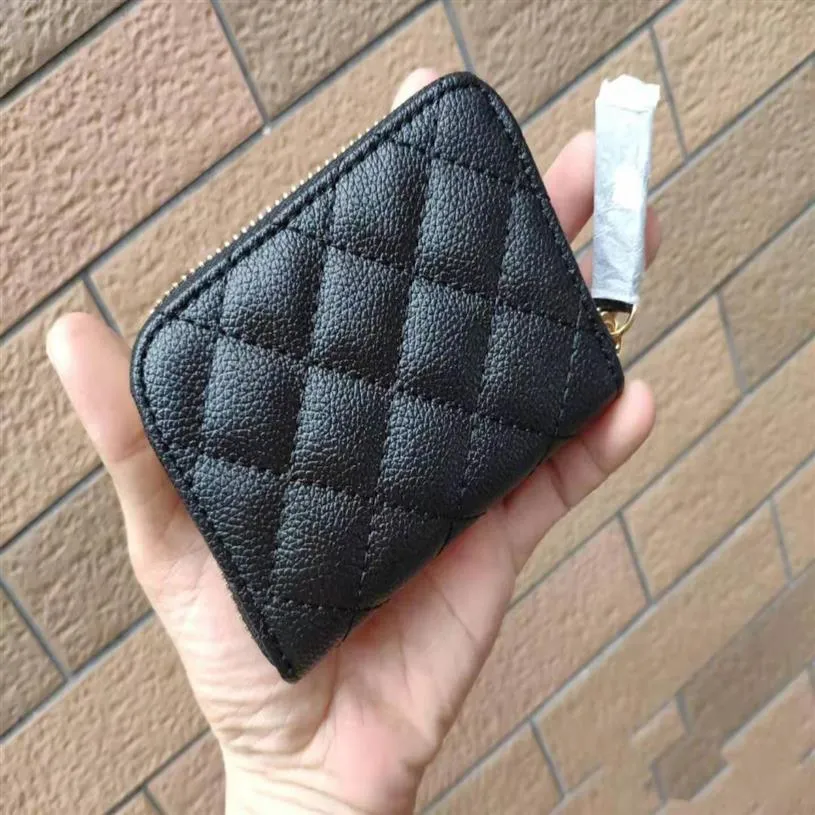 New Fashion PU Leather Mini Zipper carteira Classic Card Holder foff Coin Storage Bag presente VIP com pl￡sticos bolsa de p￳ Lady Party gif265e