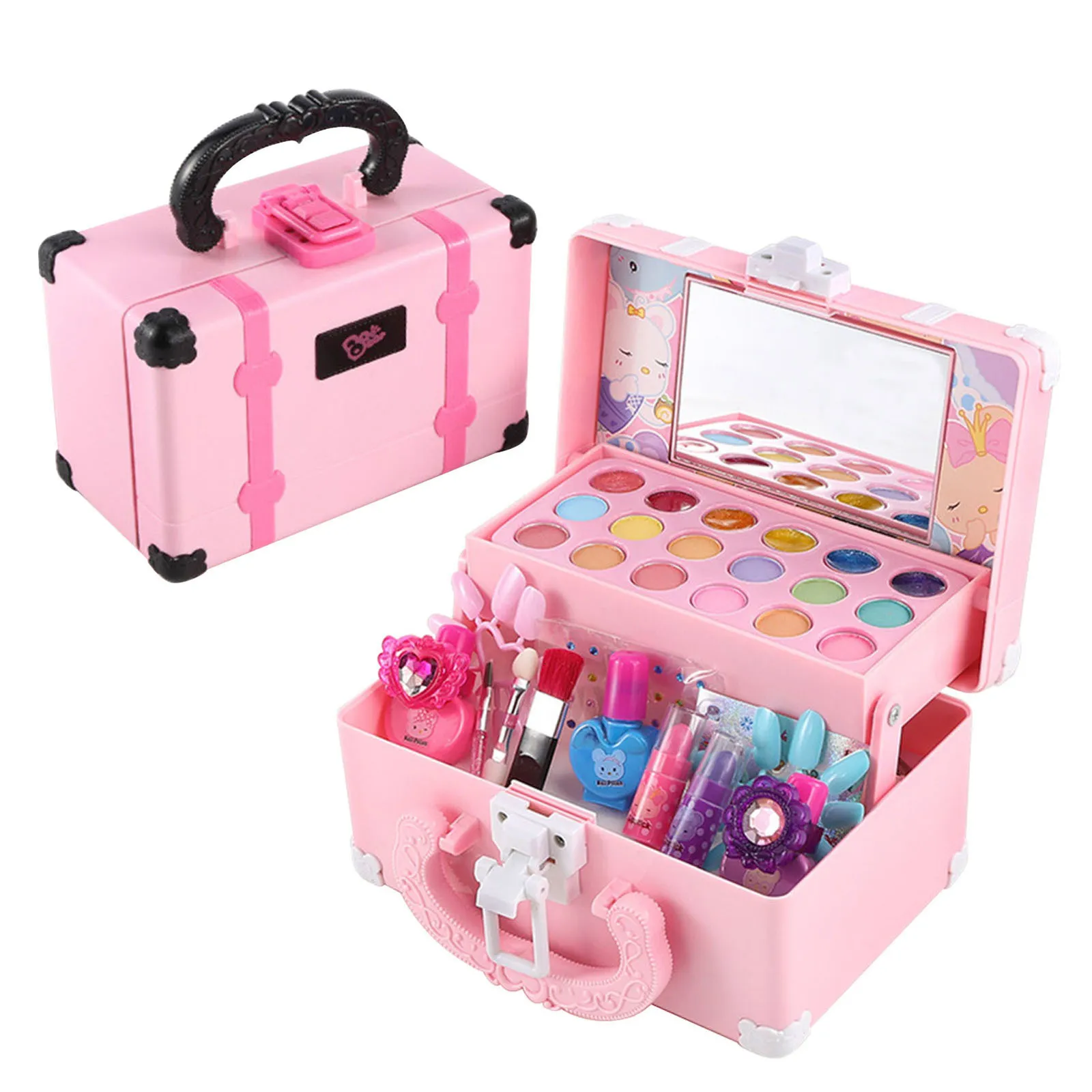 Beauty Fashion Children Simulação Makeup Conjunto Fingle Play Toys Educational Toys Lipstick esmalte bolsa cosmética Presente de aniversário para engenhoso 230216