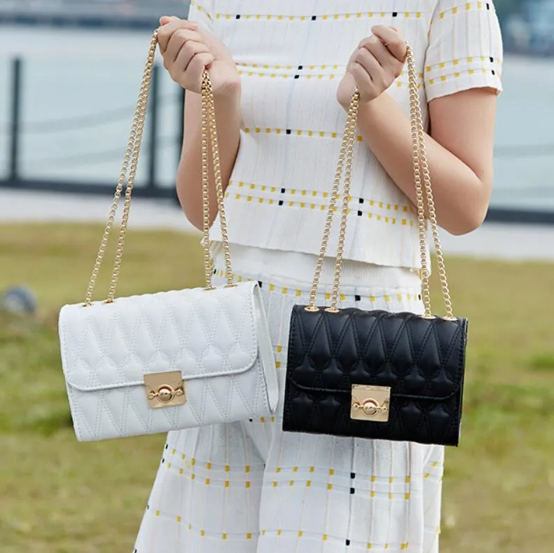 DHgate.com:Womens Solid Color Chain Crossbody Messenger Bag
