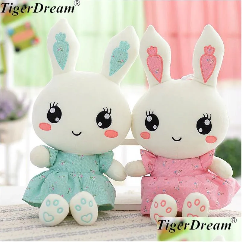 Animaux En Peluche En Peluche Mignon Portant Robe Lapin Jouets Lapin Pp Coton Lapins Poupées Enfants Cadeaux D'anniversaire 2 Couleurs Drop Delivery Dhszy