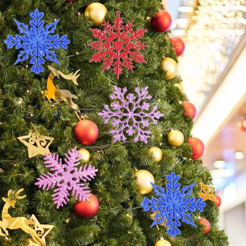 Рождественские украшения 1Set Пластиковый золотой серебряный блеск порошковая снежинка Рождественские украшения подвесной дерево висят домашний год декор года