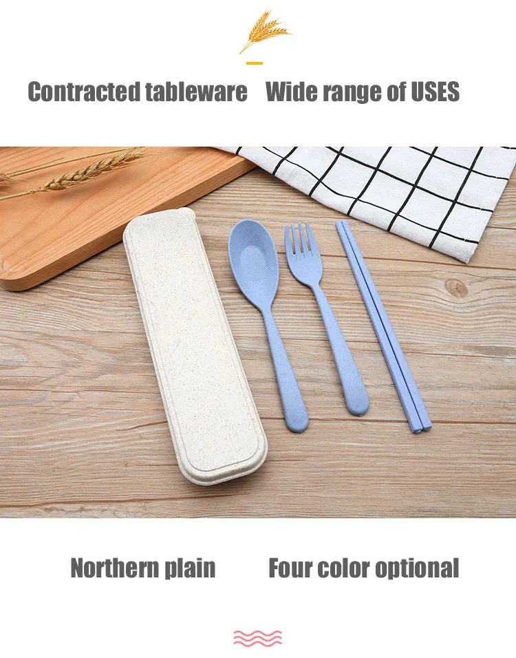 Eco-friendly Plastic Cutlery with Packing Box ,Biodegradable Wheat Straw Cutlery