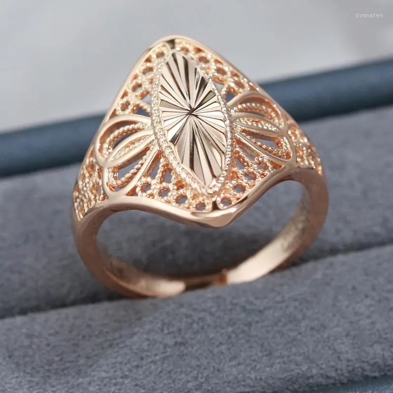Bröllopsringar Gulkina Luxury National Style Women's Ring 585 Rose Gold Color Carved Horse Eye Vintage Utsökta smycken