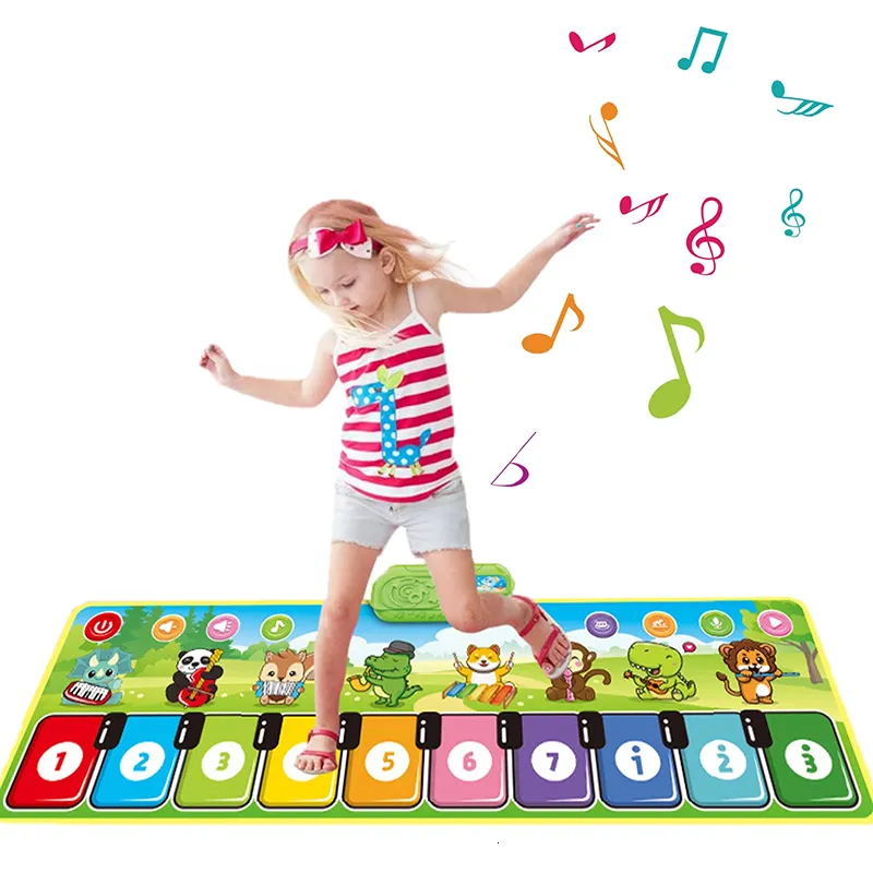 Drums Percussion Children Musical Piano English Music Carpet Baby Educational Development Kids Play Mat Blanket Electronic Toys For Toddlers Gift 230216