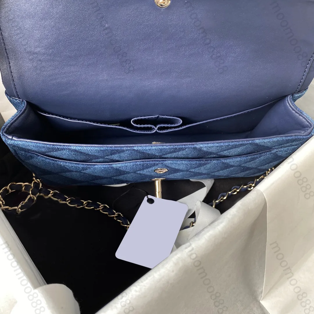 10a Top Tier Mirror Quality Classic Flap Bags 25cm Medium Womens Real Leather Blue Denim Quilted Purse Small Luxury Designers Crossbody Shoulder Chain Strap Bo Bo