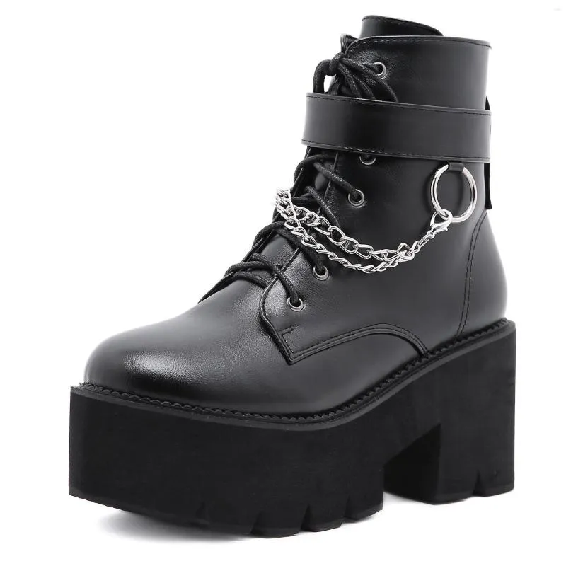 Boots 2023 Large Size Chain Sub-thick Bottom Waterproof Platform Women's Shoes Thick High-heeled Ankle