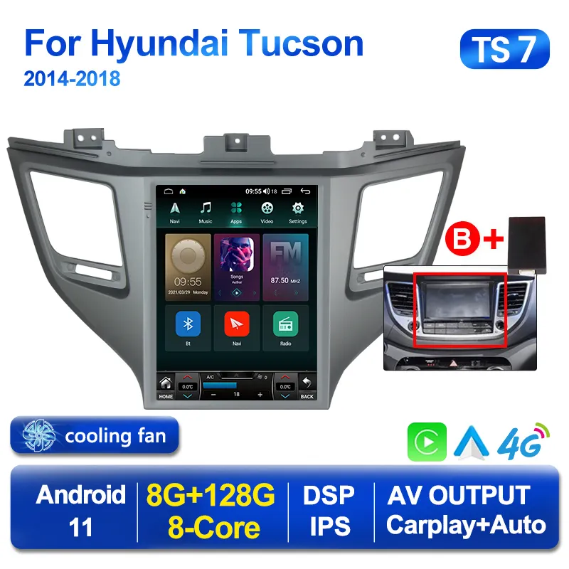 2 Din Android 11 Tesla tarzı araba DVD Radyo Ses Hyundai IX35 Tucson 3 2015-2018 Multimedya GPS 2din Carplay Stereo