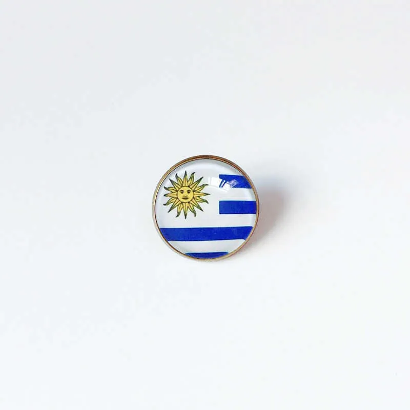 Fêtes Uruguay Drapeau National Broche Coupe Du Monde Football Broche Haute Classe Banquet Fête Cadeau Décoration Cristal Commémoratif En Métal Badge