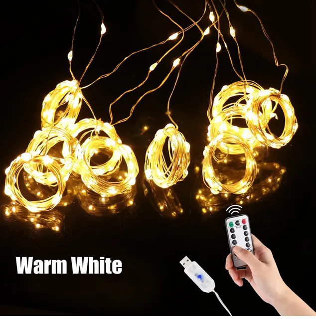 Guirlande lumineuse USB multicolore avec 120 LED - 8 modes et télécommande  - Rideau