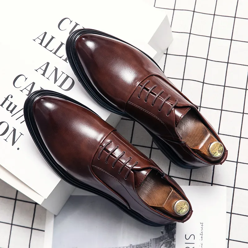 Dress Shoes Business formal leather shoes mens casual with suit low top solid wedding color fashion oxford pointed office 230216