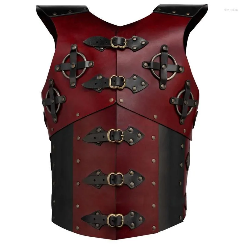 Knee Pads Warrior Chest Armor Leather Medieval Rivet Buckle Vest Costume Breast Plate Cosplay Party For Men Women