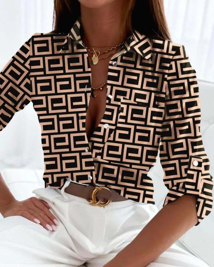 Nuevas Marcas Camisa Blusa Para Mujer Camisa Con Cuello De Solapa Blusas De Manga Larga Estampadas De Verano Moda Elegante Polos De Disenador Camisas Tops De 14 38 DHgate