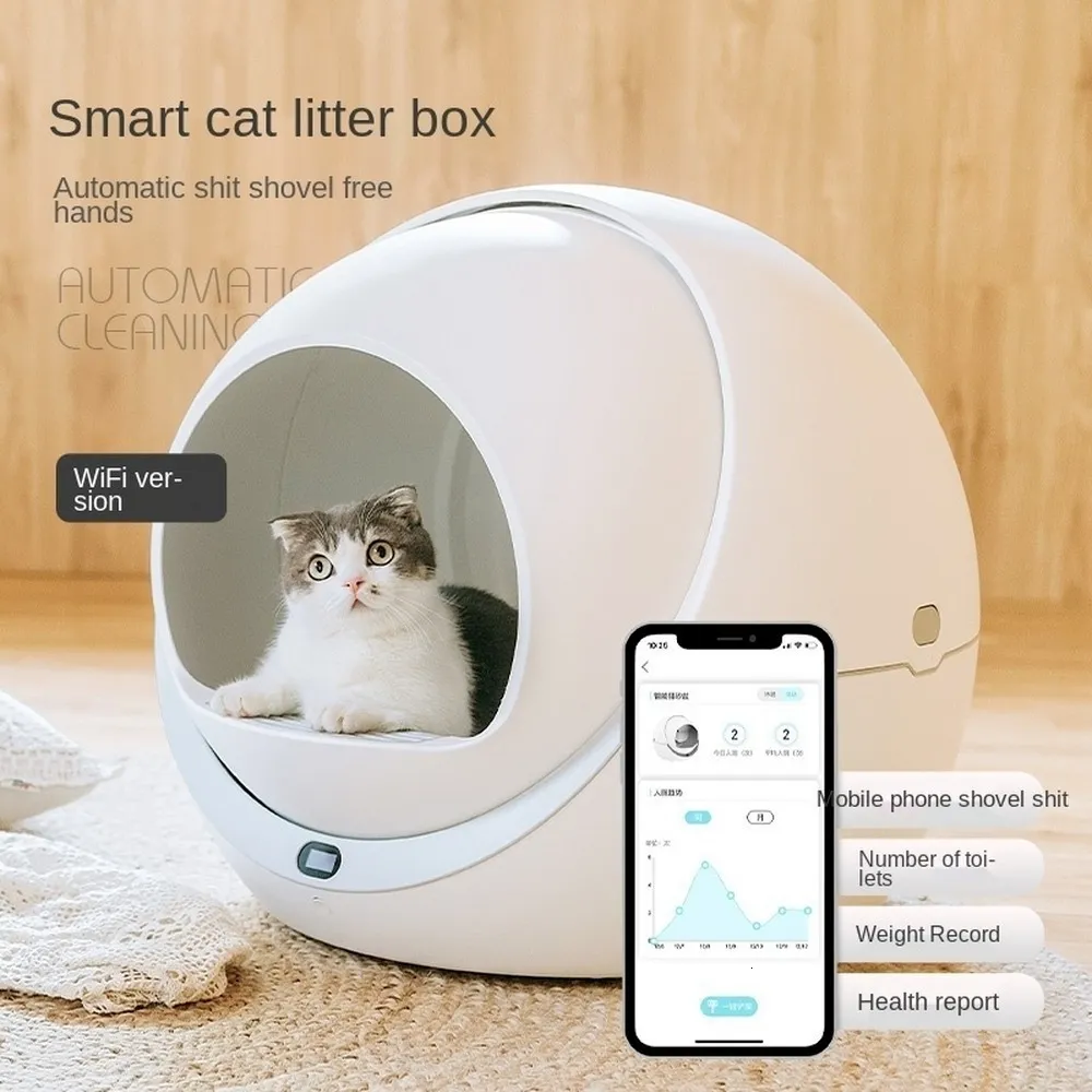 Andere kattenbenodigdheden Petree zelfreiniging toilet ingesloten huisdierlade kattenbak automatische slimme app externe sand caja de arena para gato 230216