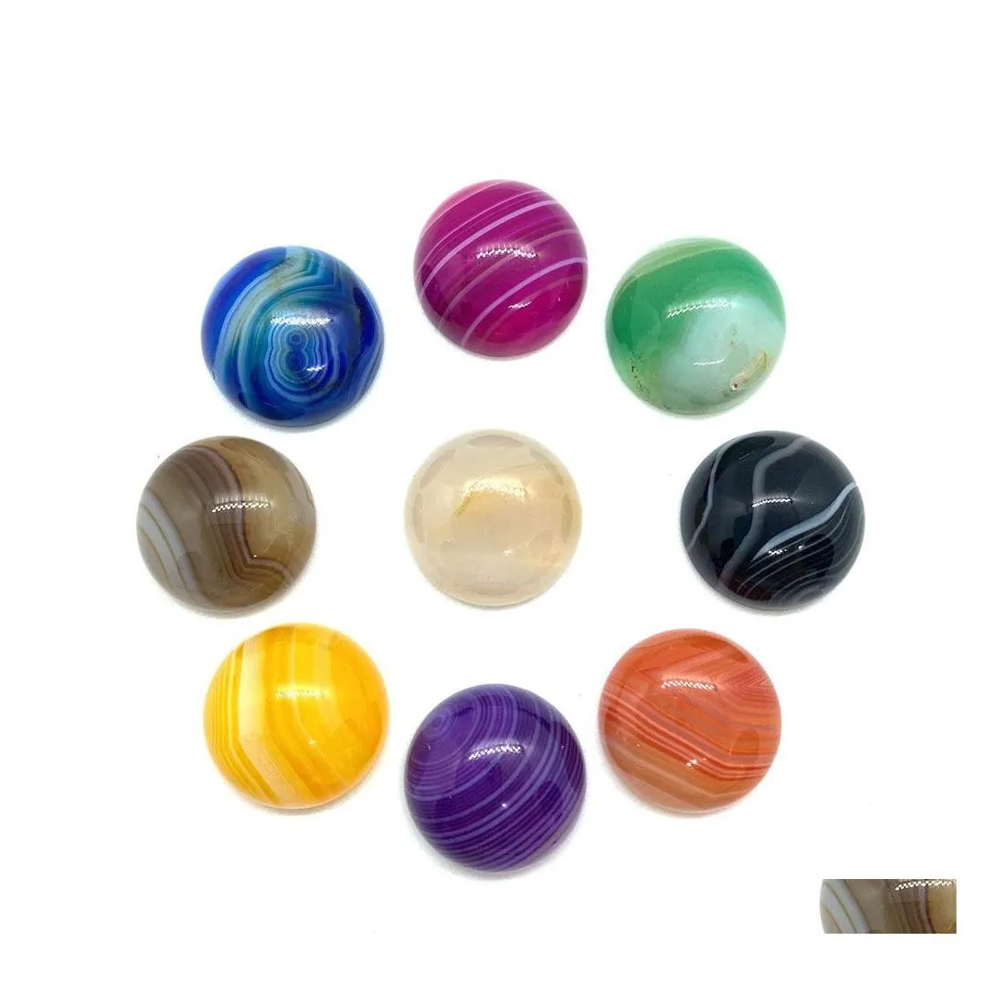 Pierre En Gros 20Mm Mini Agate Rayée Ronde Sculpture Cabochon Cristal Polissage Gem Guérison Bijoux Diy Acc Drop Delivery Dhlms