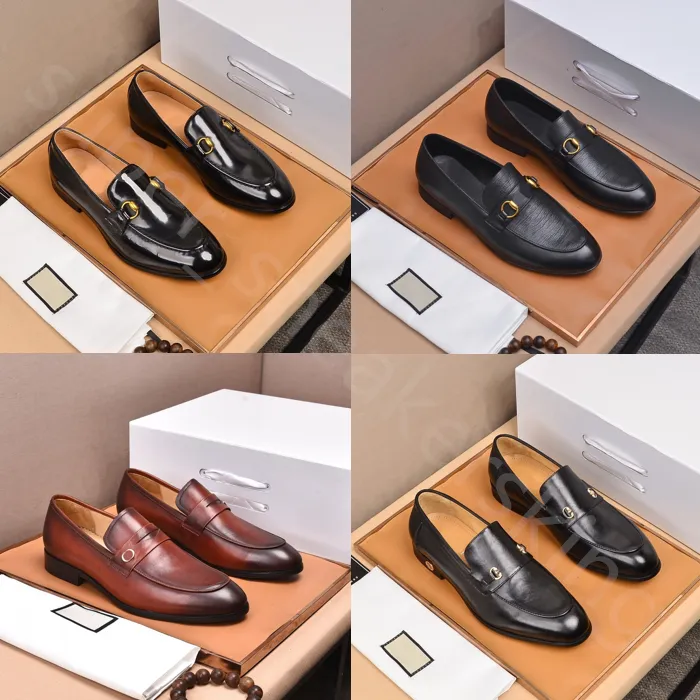 Top-Designer-Schuhe für Herren, modische Slipper aus echtem Leder, Herren-Business-Büroarbeit, formelle Kleidschuhe, Markendesigner, Party, Hochzeit, flacher Schuh mit Box, Größe 38–45