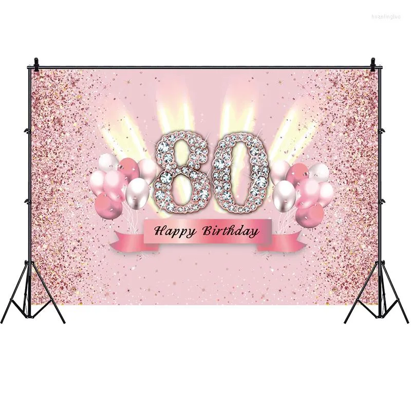 Decorazione per feste Sfondo rosa 80 ° per donna Uomo Buon compleanno 80  anni Sfondo pografico Lady Rose Gold Pocall Po Banner