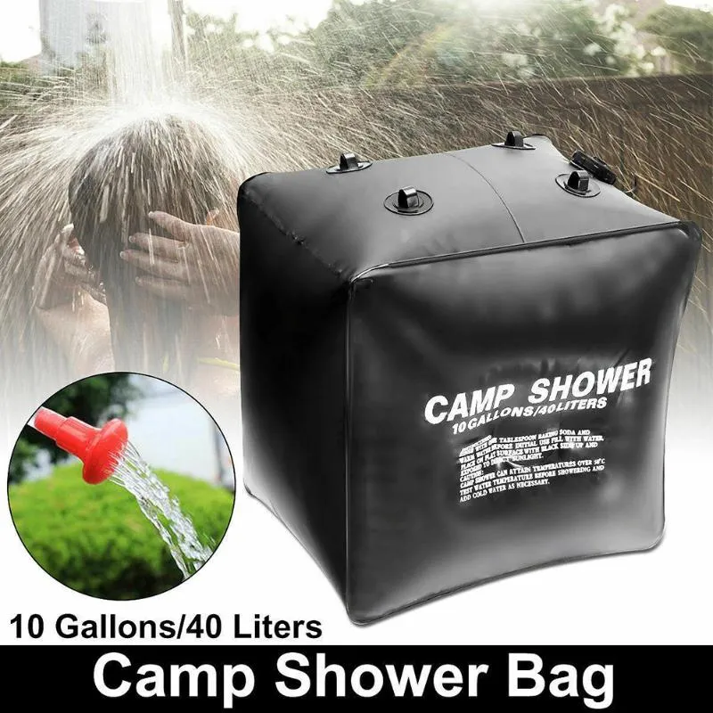 Bolsas ao ar livre bolsa de chuveiro solar portátil PVC Water 10Gallons/40L com mangueira e cabeça para camping viajando para caminhadas