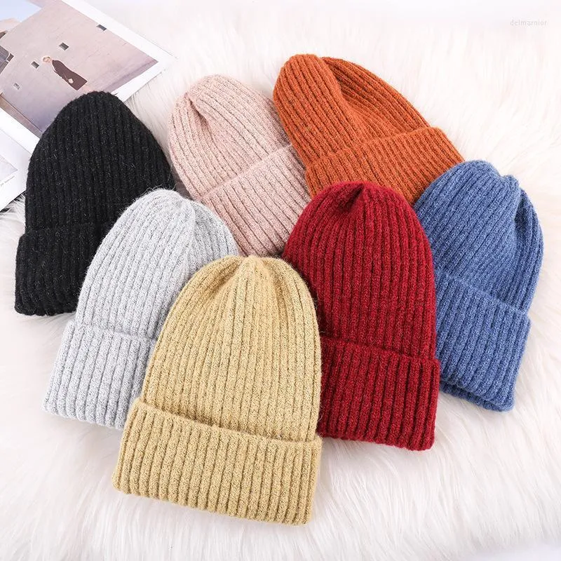 Beanies Beanie/Skull Caps Unisex Winter Soft Wart Cotton Cashmere Knitte Beanie Hat High Quality Cable Knit Plain 2023 Delm22