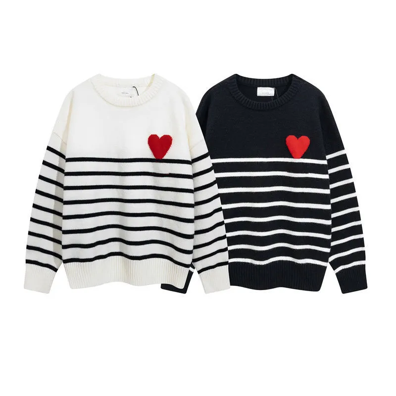 Designers Sweater Love Heart a Man Woman Lovers Couple Cardigan Knit Round Neck High Collar Womens Fashion Letter White Black Stripe Long