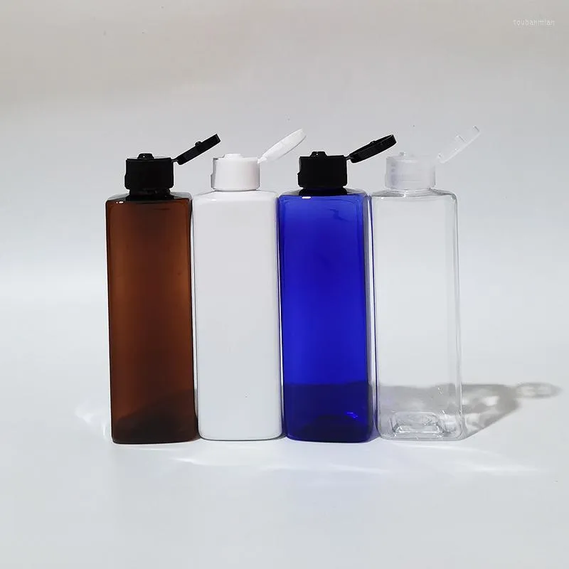 Aufbewahrungsflaschen 30 Stück 250 ml weiße, klare, quadratische Shampoo-Kunststoff-Reiseflasche mit Flip-Top-Kappe, nachfüllbare Verpackung aus PET