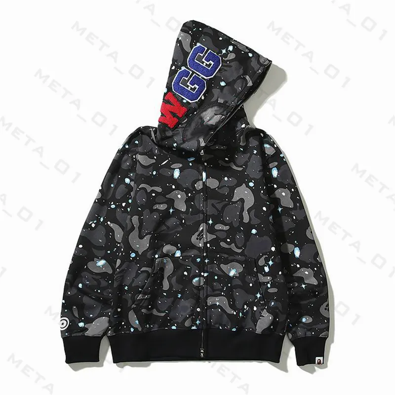 Camouflage Marke Herren Hoodies Sweatshirts Bapes Shark Hoodies Herren Damen Camo Shark Full Zip Hoodie Mode Herren Stylist Cartoon Sharks Meliertes Muster J7MN