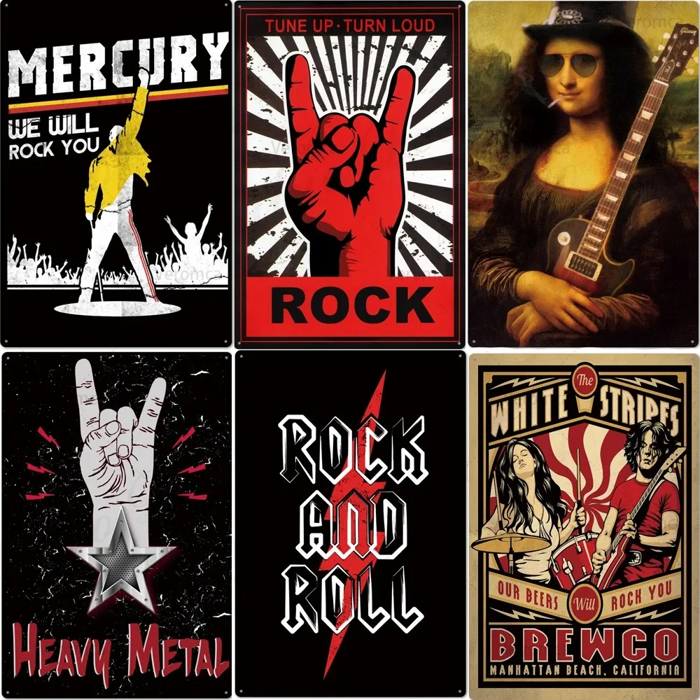 Rock Roll Art Painting Metal Sign Plaque Metal Vintage Metal Poster