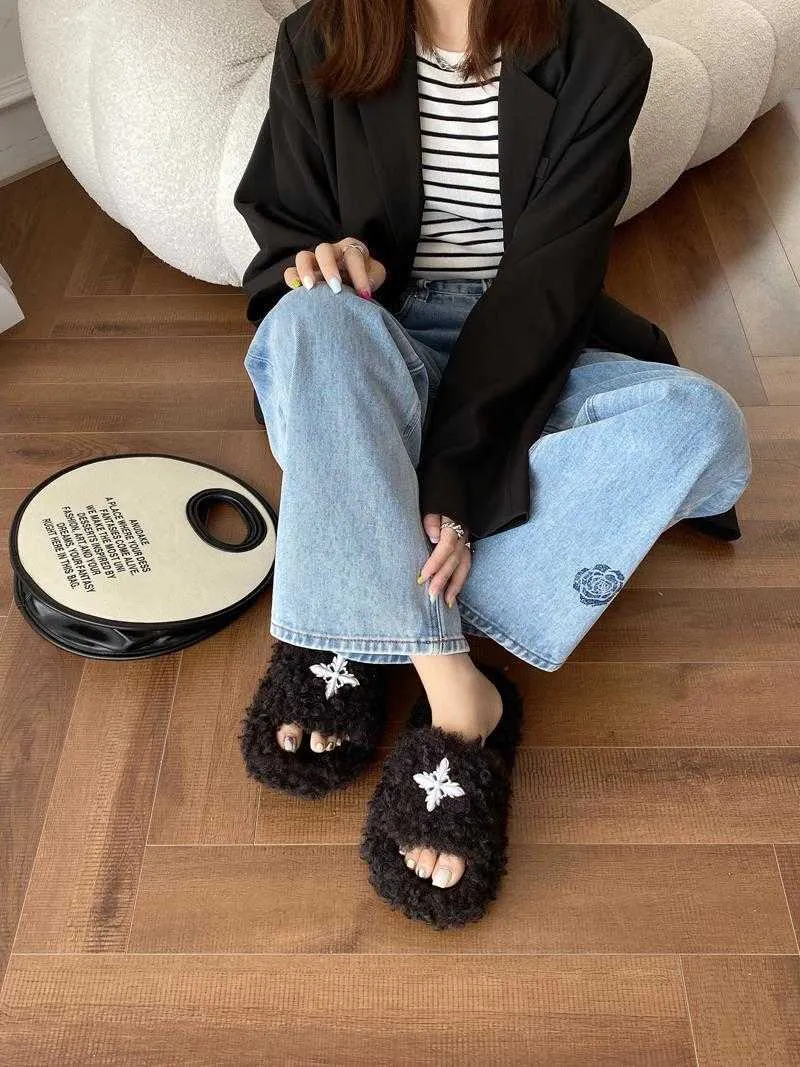 Slippers SMFK Plush Cross Slippers Womens Wool From Us_illinois