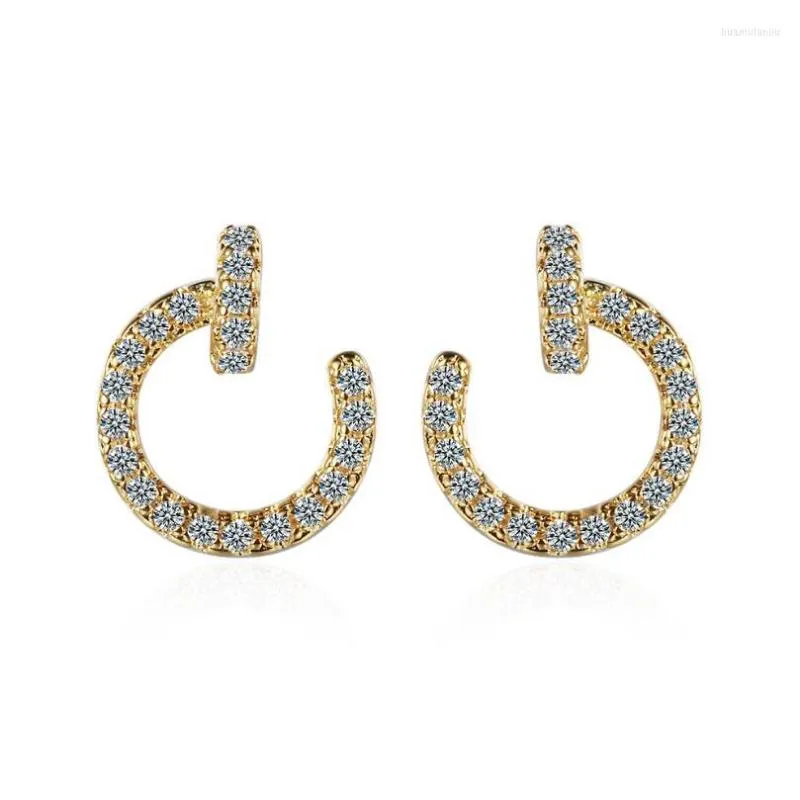 Boucles d'oreilles demi-cercle étoiles lune Zircon imitation opale pour femmes, accessoires de bijoux, cadeaux de fête, Brincos SAE509