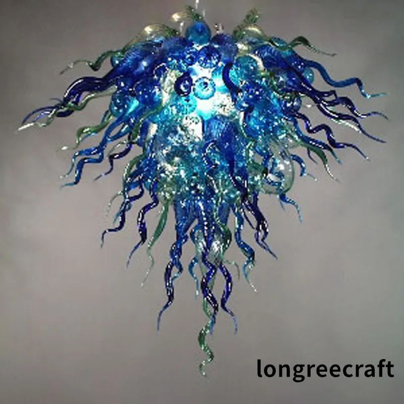 Briliant Cobalt Blue Color Tiered Pendant Lamps Dia32/40 Inches LED Inspired Flush Mounted Handmade Blown Glass Chandelier Home Decorative Chandelier LR163