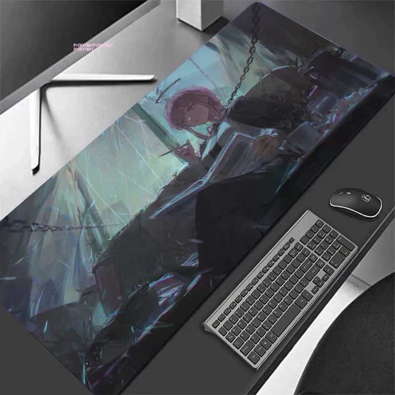 Mouse Pads Wrist Rests Chainsaw Man Mouse Pad Gamer Large Lock