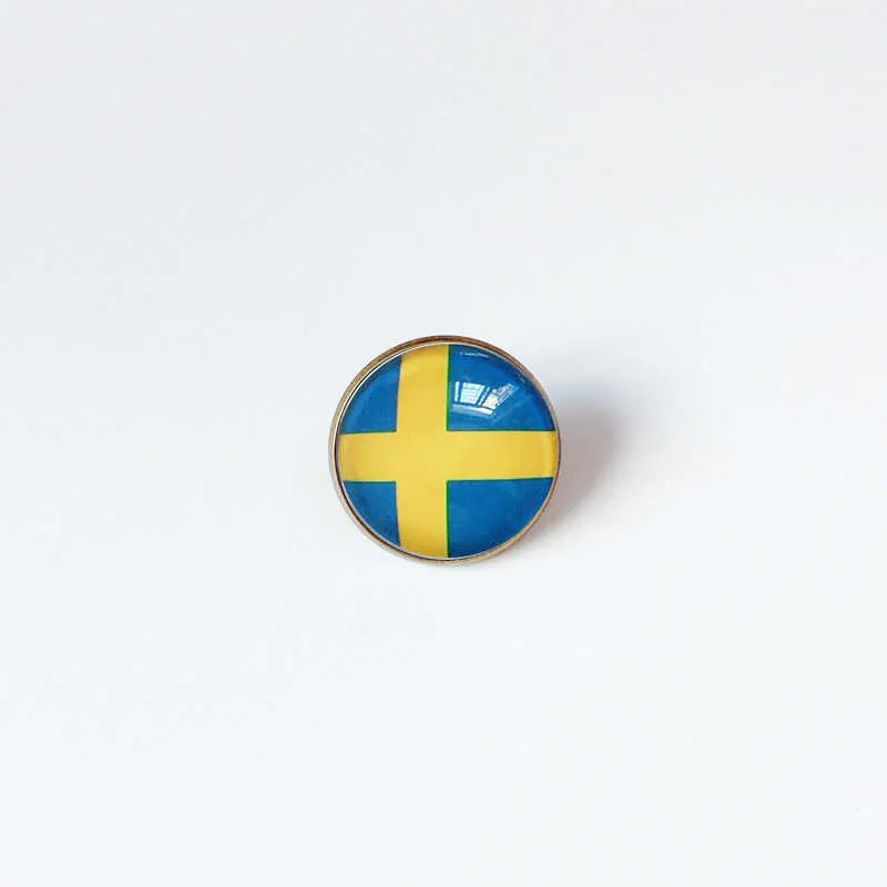 Partys Sverige National Flag Brosch World Cup Football Brosch High Class Banquet Party Gift Decoration Crystal Commemorative Metal Badge