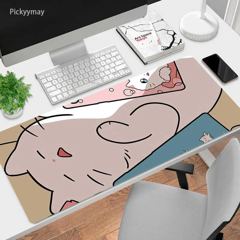 Tapis de souris Repose-poignets Kawaii Chat Tapis de souris Étudiant Bureau Tapis de bureau Ordinateur à la maison Tapis de souris mignon Tapis de clavier Ordinateur portable Tapis de souris souple Table Caprpet XXL T230215