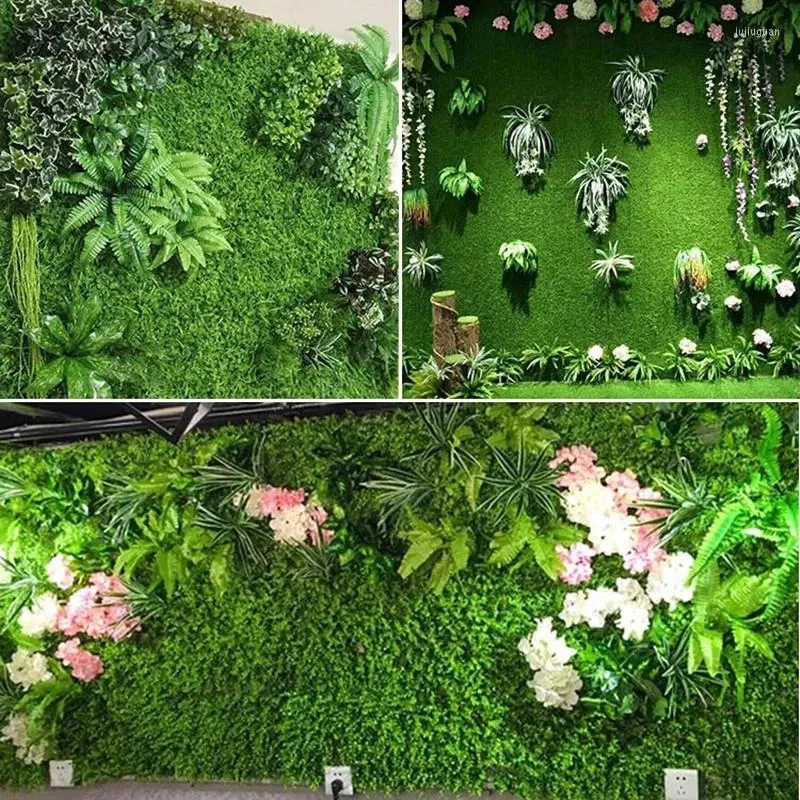 Decorative Flowers 40 60cm Artificial Green Plants Wall Turf Fake Lawn Eucalyptus Leaf Bouquet Wedding Backdrop Decor El Shop Window Flower