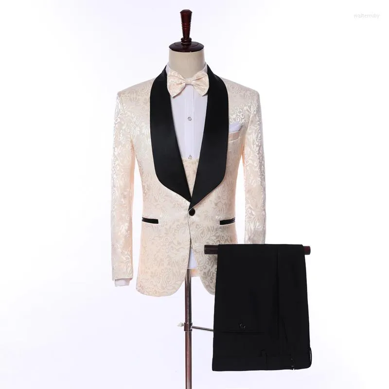 Men's Suits Latest Design Custom Patten Slim Fit Wedding Groom Prom Tuxedo Terno Masculino Mens 3 Pieces ( Jacket Pants Vest)