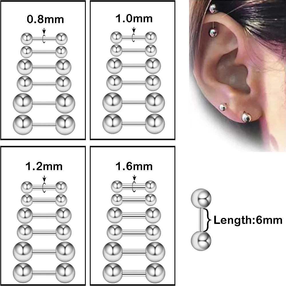 2, 2 lub 5 lub 10pcs/opakowanie ze stali nierdzewnej Uszy Chrząstka Pieźna Helisa Puszek Earch Kolczyki dla kobiet Trend biżuterii Nowa piłka 5 mm