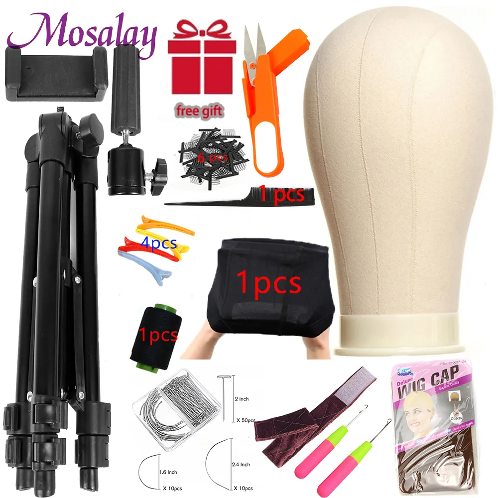 Wig Stand Adjustable Mannequin Head Stand Tripod With Canvas Block Head