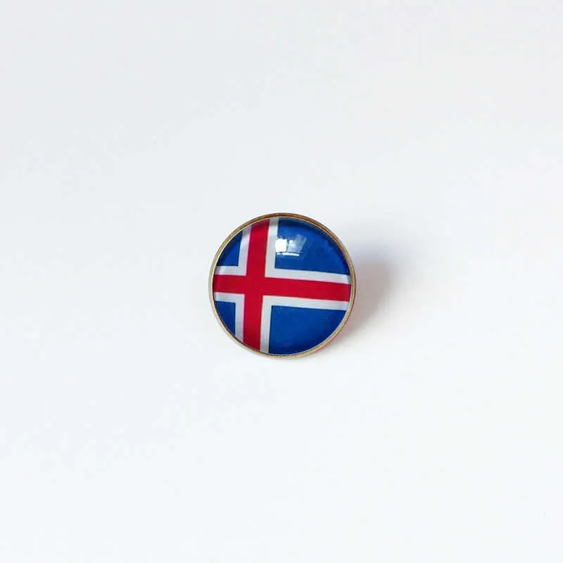 Partys Islandia National Flag Brooth Puchar Świata broszka piłkarska wysokiej klasy Bankiet Party Dekoracja Dekoracja Crystal Pamiątkowa Metalowa odznaka metalowa