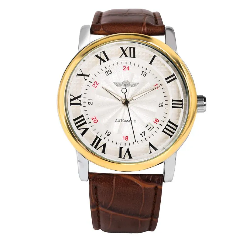 손목 시계 남성 자동 기계식 시계 로마 스케일 다이얼 달력 디스플레이 비즈니스 완벽한 선물 거주 WATCHES