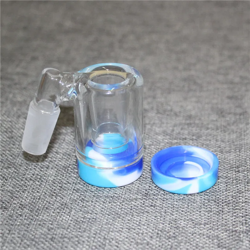 Hookah 45 90 Degree Glass Ash Catcher With 14mm Male Joint Bubbler Glass Perc AshCatcher Bong Silicone Container for Dab Rig Bongs