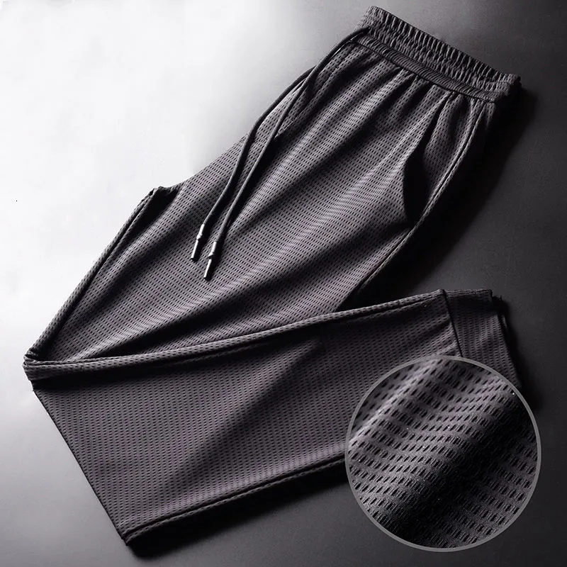 Męskie spodnie męskie letnie lodowe spodnie Siatka oddychająca męskie cienkie spodnie Sport Slim Spodni luźne spodnie 230215