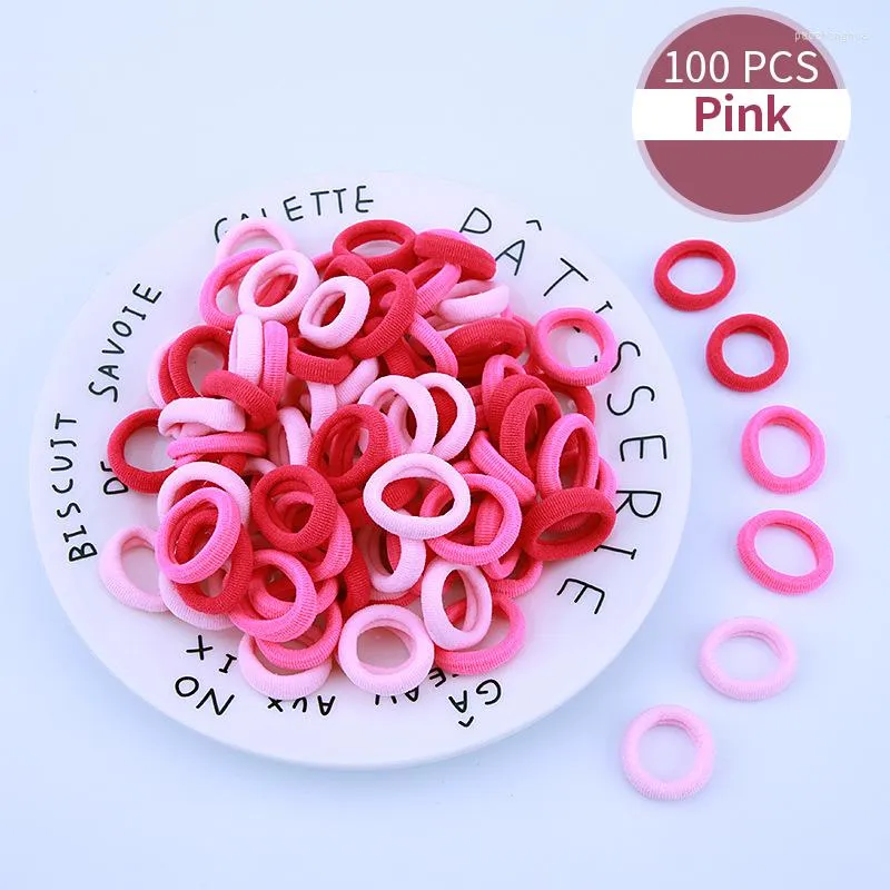 Akcesoria do włosów dziecięce zespoły urocze elastyki gumowe dziewczęta pałąki na głowę kolorowe elastyczne krawat nylon scrunchie 100pcs