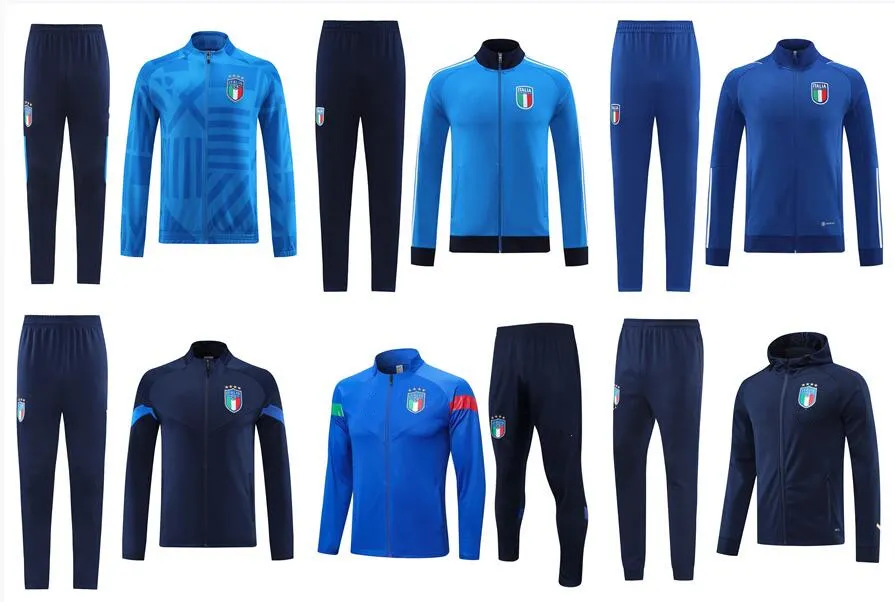 22 23 Italiens träningsoveraller Camisetas de football TRACKSUIT 2022/23 Italien man SET TRÄNINGSDRÄKT jacka barca chandal futbol survetement italiana