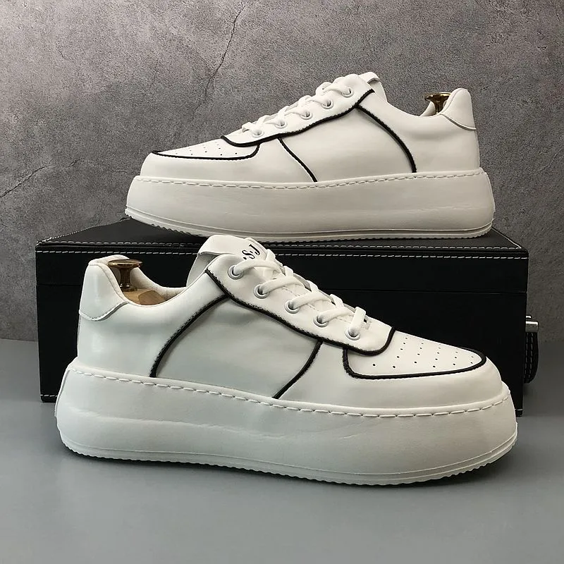 Designer Wedding Abito da sposa Scarpe da festa British Fashion White traspirabile sneaker casual di punta rotonda con il fondo spesso moliegi a piedi C150 9760