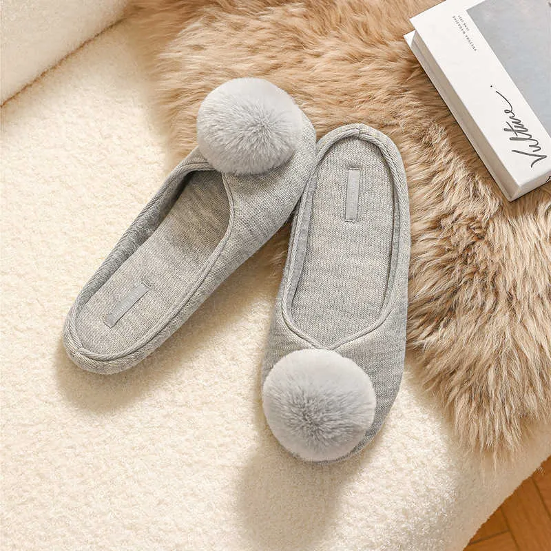 Pantofole Scarpe Da Casa Pompon Grigio Dolce Da Donna Pantofole