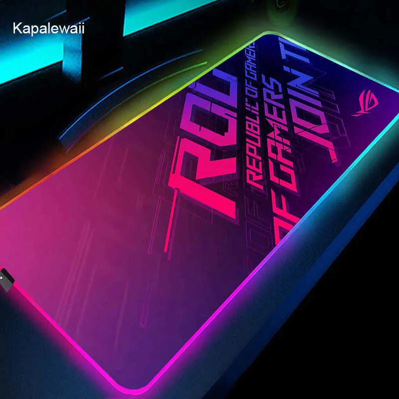 Mouse Pads Wrist Rests RGB ASUS ROG 900x400 Gummi stor PC Mousepad Gamer Gaming LED MOUS PAD Accessories Desk tangentbord Mattdator Laptop Mausepad T230215